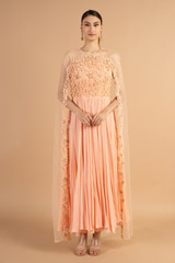 Peach Cape Drape Gown3837 video